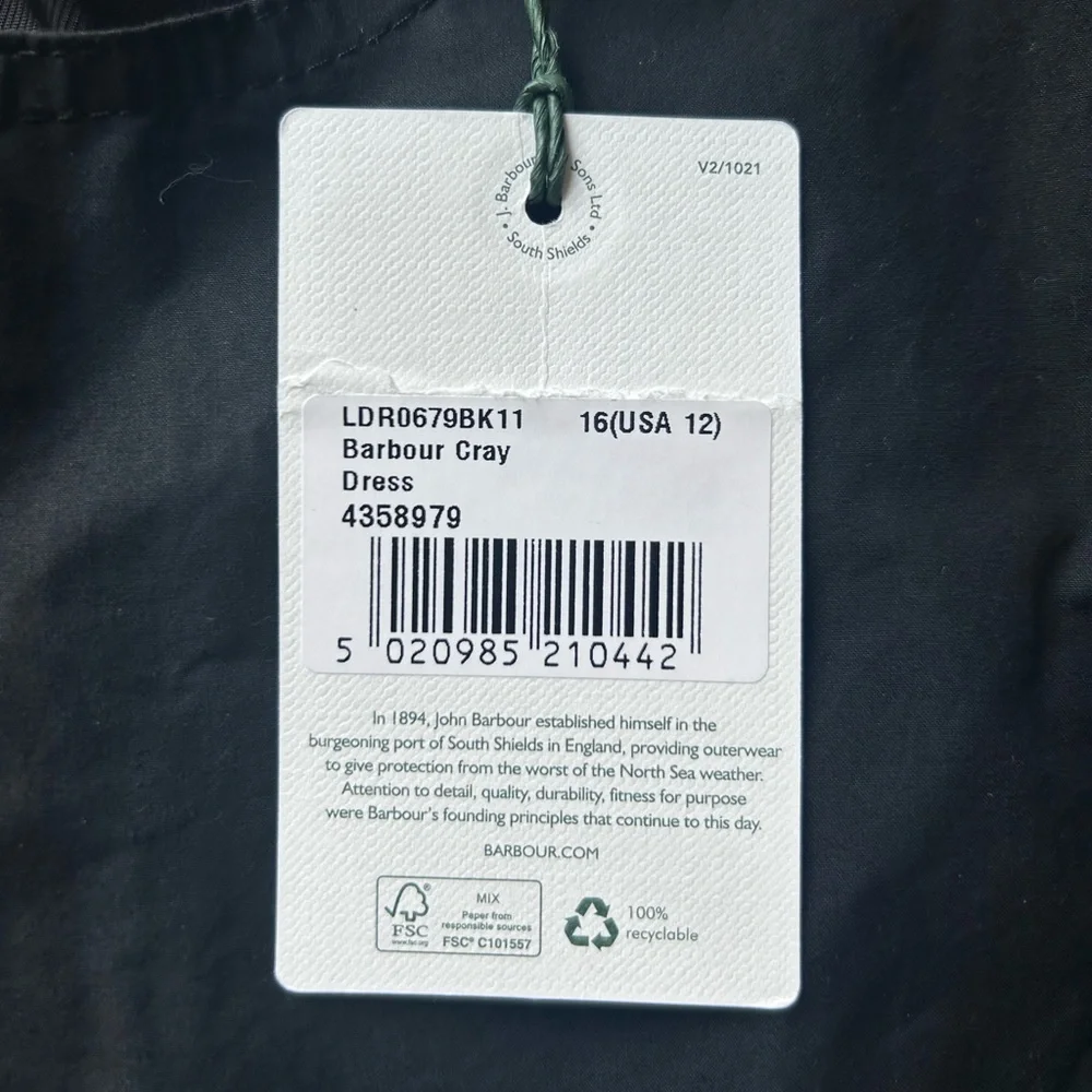 Barbour Black Mini Dress with Belt - Picture 13 of 13